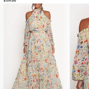 Petal and Pup Hillary pleated maxi dress garden floral print large NWT